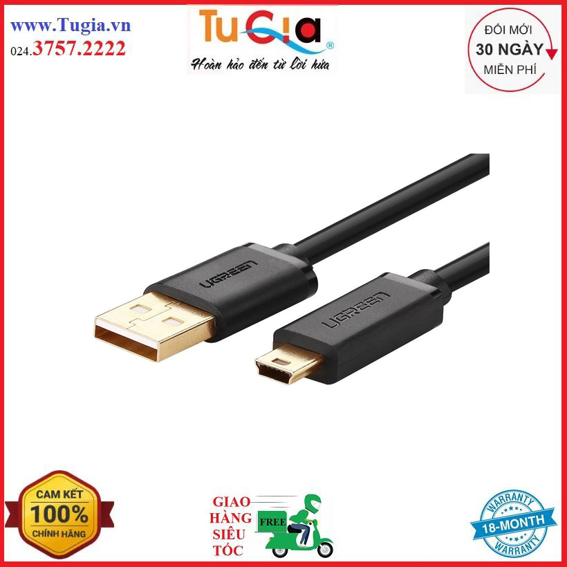Dây usb 2.0 sang mini usb mạ vàng ugreen us132 - hàng chính hãng