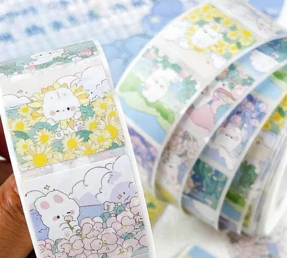 Cuộn 500 tem Sticker vuông Sanrio dễ thương - 2.5cm