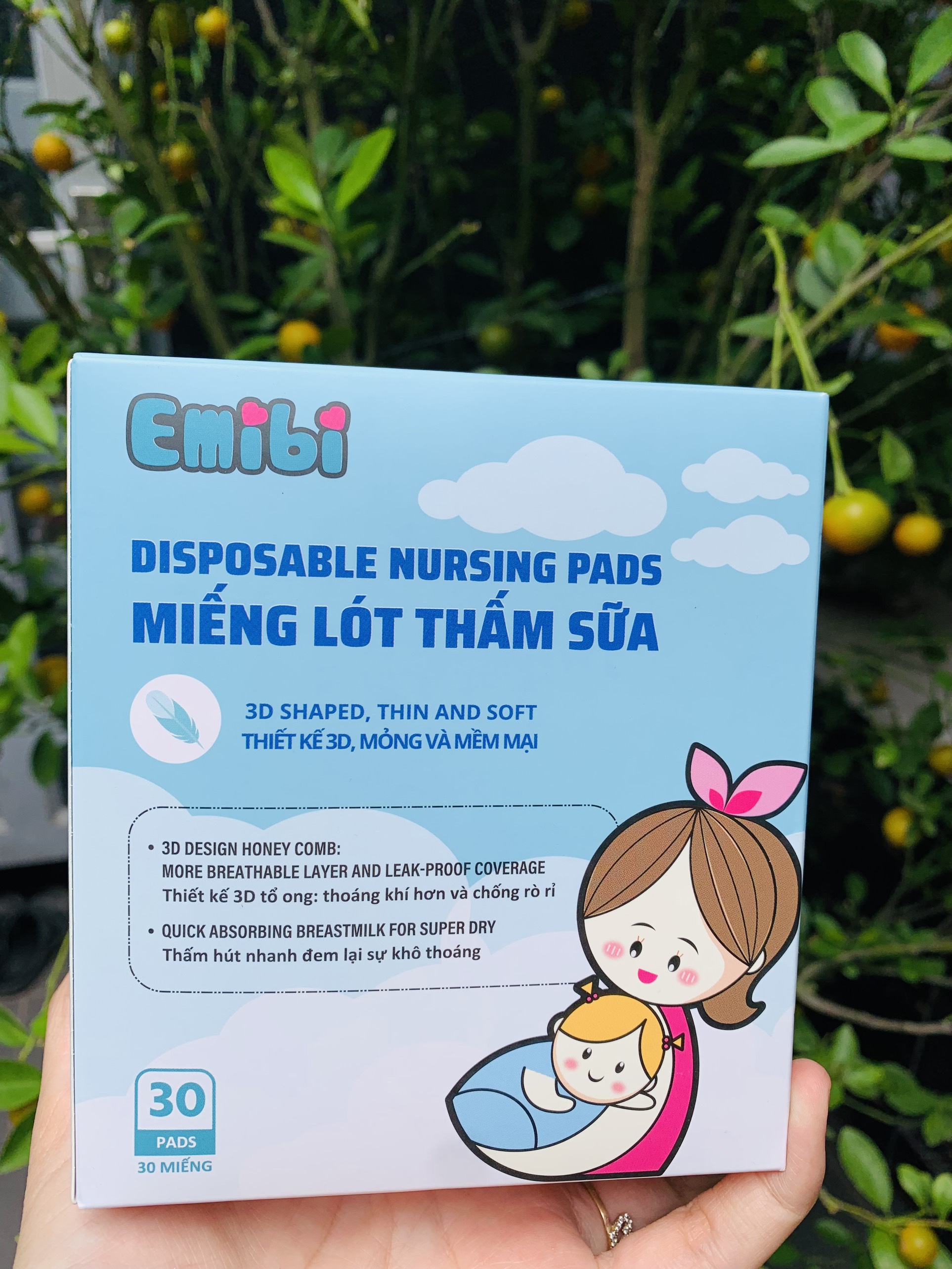 {Hàng mới} Miếng lót thấm sữa Emibi 30 miếng/hộp