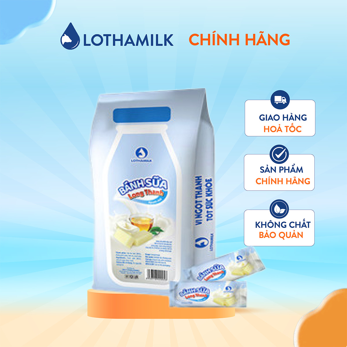 Combo 4 Bánh sữa Lothamilk nguyên chất túi 140g