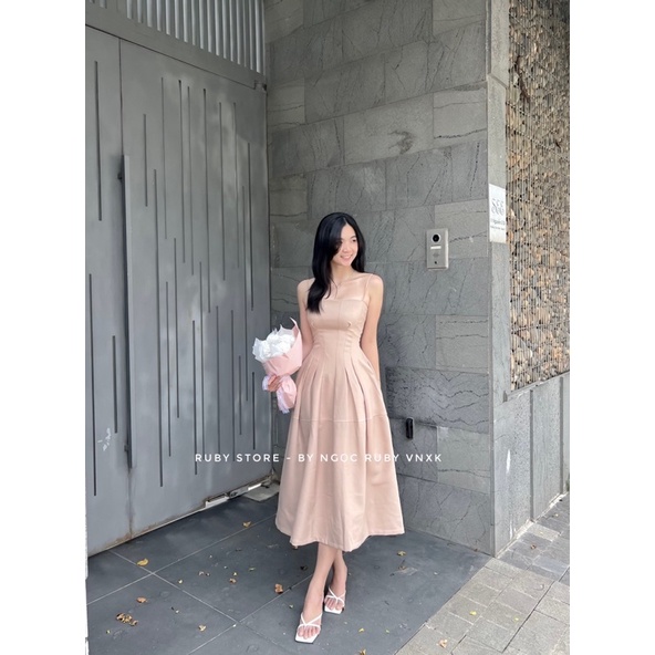 Đầm maxi xếp ly eo dự tiệc sang chảnh [ HÌNH THẬT SHOP ]