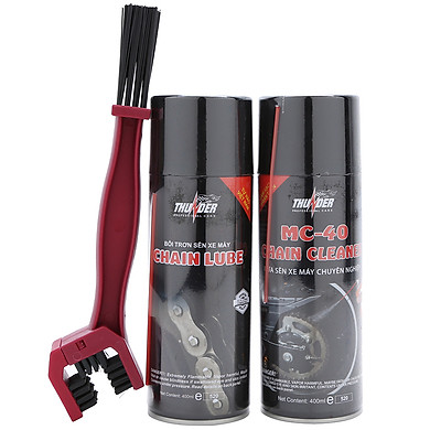 [HCM]Bộ sản phẩm dưỡng sên Thunder Chain Lube 400ml và Rửa sên MC - 40 Chain Cleaner Tặng kèm Bàn chải vệ sinh sên 3D dùng cho xe sên xích trần sên phốt cao su xe Exciter Winner Sirius mô tô PKL Gian hàng Uy Tín Cam Kết Chính Hãng Giá Rẻ