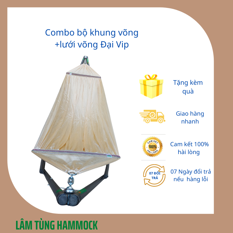 Combo Khung võng xếp sơn tĩnh điện ống phi 32 (bao gồm 01 khung + 01 lưới võng)