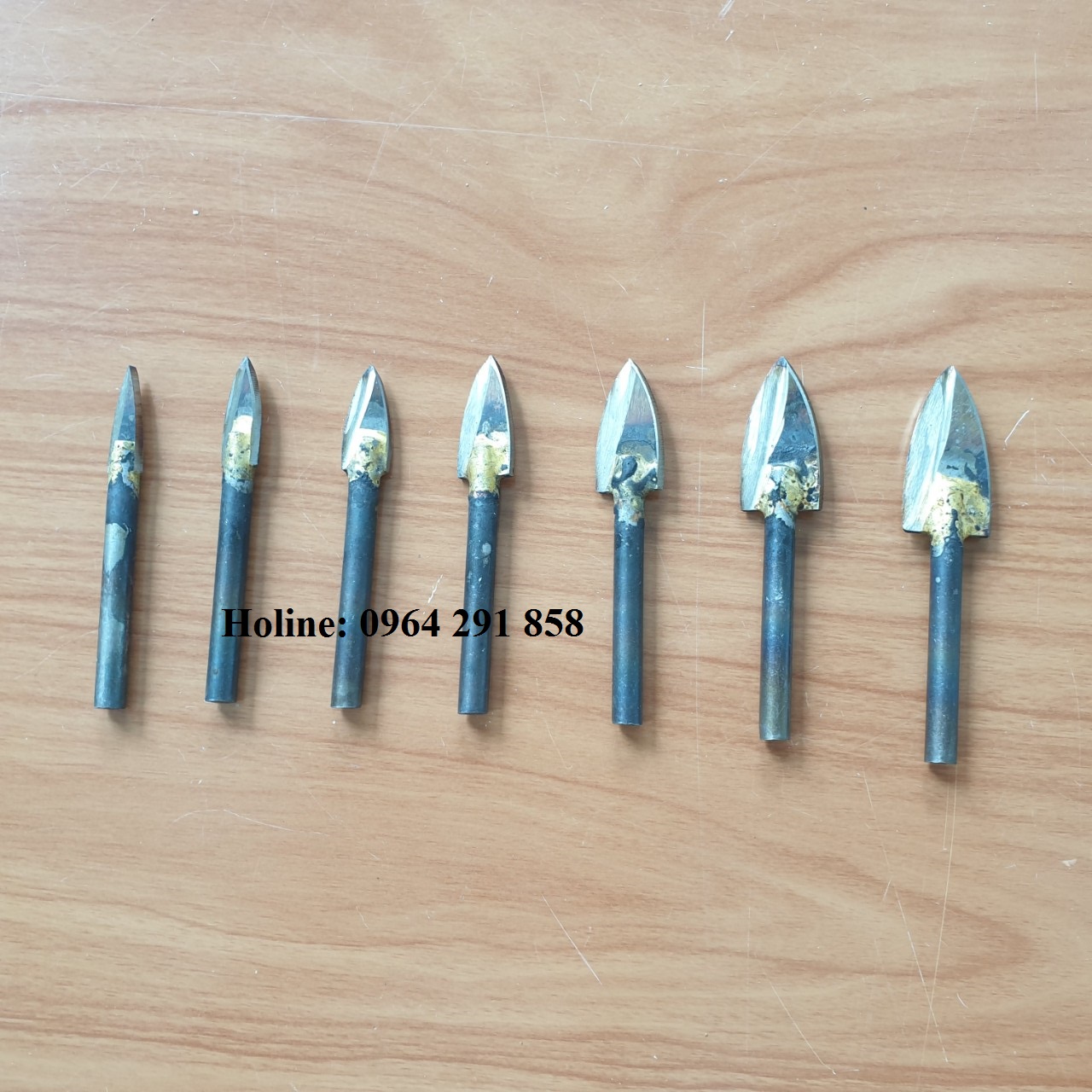 Bộ 7 mũi phá gỗ thô 2 cạnh - mũi điêu khắc gỗ mũi phá gỗ tự chế hàng chuẩn