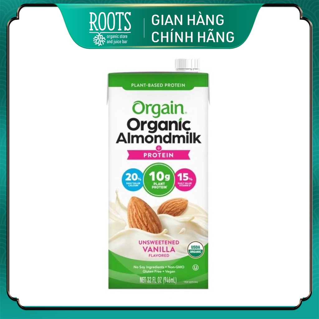 Sữa Protein Hạnh Nhân Vị Vani Không Đường, Organic Protein Almond Milk, Unsweetened Vanilla, 32 fl oz