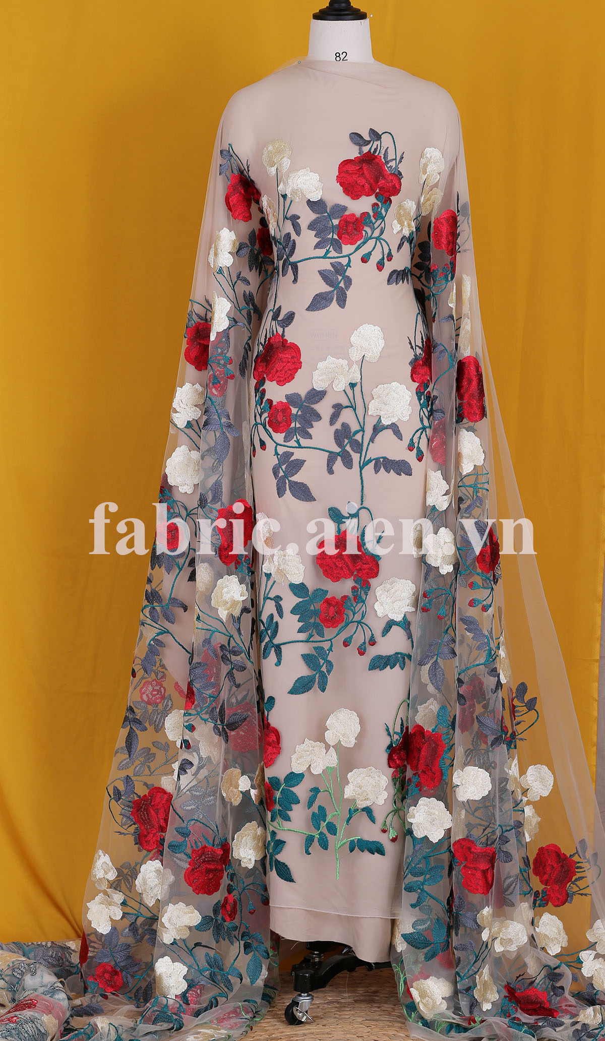Ren lưới thêu hoa may đầm đẹp ATB-02 (GIÁ BÁN THEO MÉT)