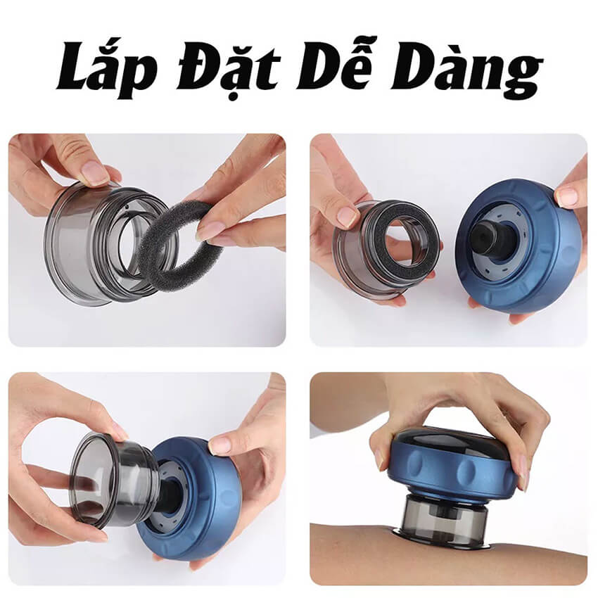 Máy giác hơi cạo gió massage thông minh 6 chế độ, máy giác hơi điện mini cầm tay giảm đau nhức, tăng cường lưu thông khí huyết, máy cạo gió giác hơi đa năng