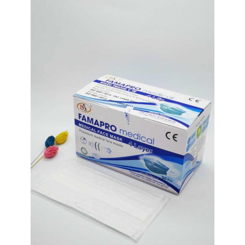 (SIÊU RẺ - CHÍNH HÃNG) Khẩu trang y tế 4 lớp kháng khuẩn Famapro 4U hộp 50 cái