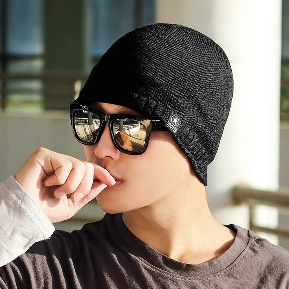 Autumn Winter Man Thicken Knitting Beanie Outdoor Skiing Sports Warm Male Hat Bonnet