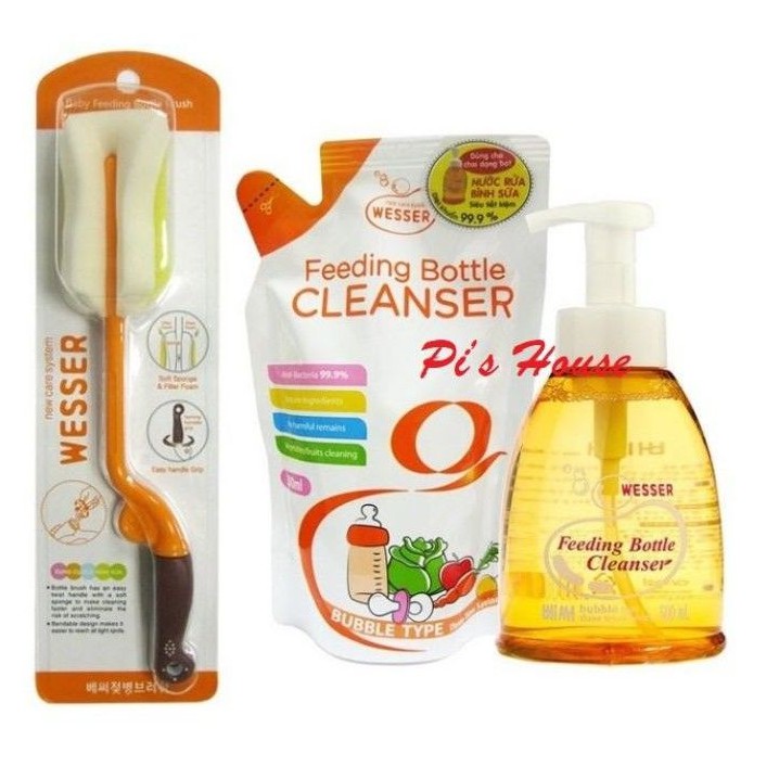 (Hcm) Cọ/Nước Rửa Bình Sữa Wesser Chai/Túi 500Ml| - Cọ 1 Đầu Mút