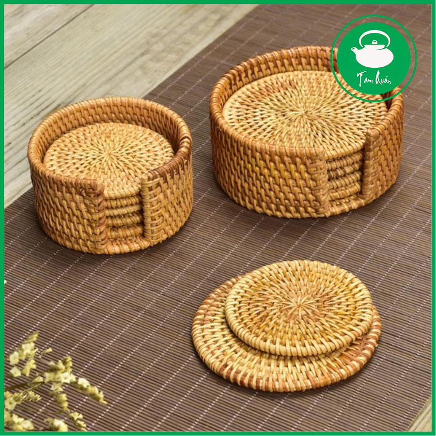 Đế kê lót ấm chén bằng mây 8cm