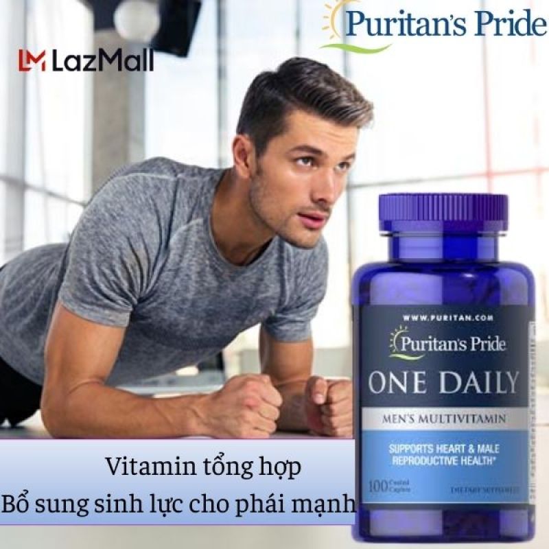 Bổ sung vitamin đa sinh tố : D3 vitamin C vitamin B Kẽm zn và Selenium  cho đàn ông, tăng cường sức khỏe, hỗ trợ hệ miễn dịch của Puritans Pride - One Daily Men  Multivitamins cao cấp