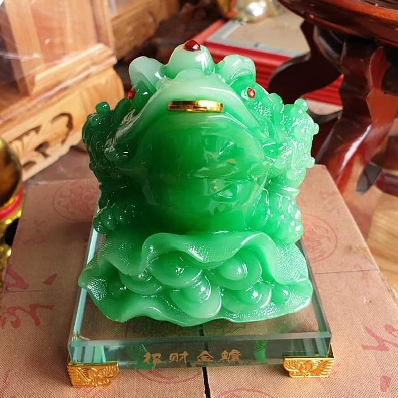 Cóc xanh ngồi đế kiếng cao 16 cm