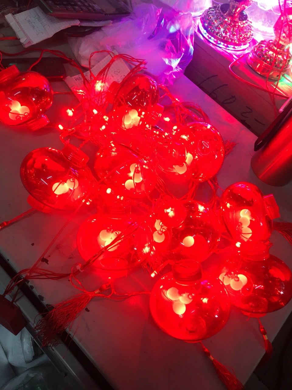 DÂY LED RÈM LỒNG ĐÈN ĐỎ TRANG TRÍ LỚN 10CM (N007)