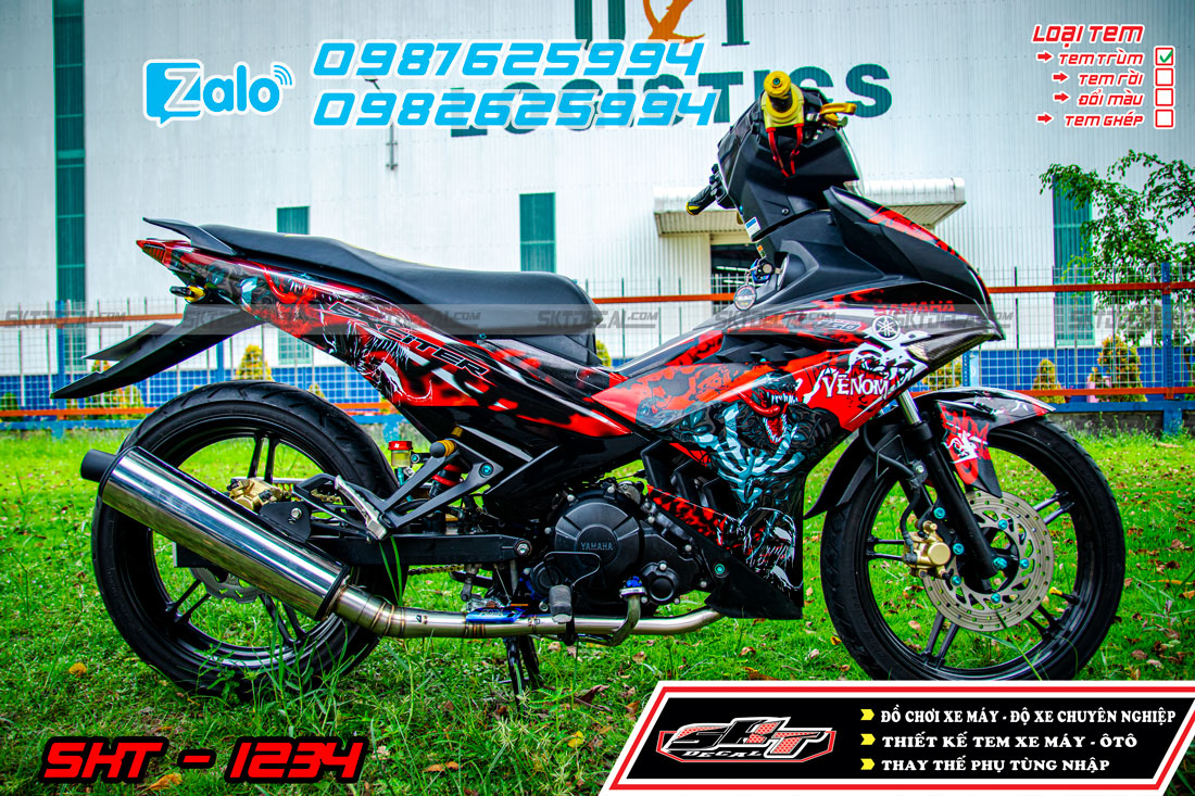 tem trùm exciter 150 đỏ đen venom