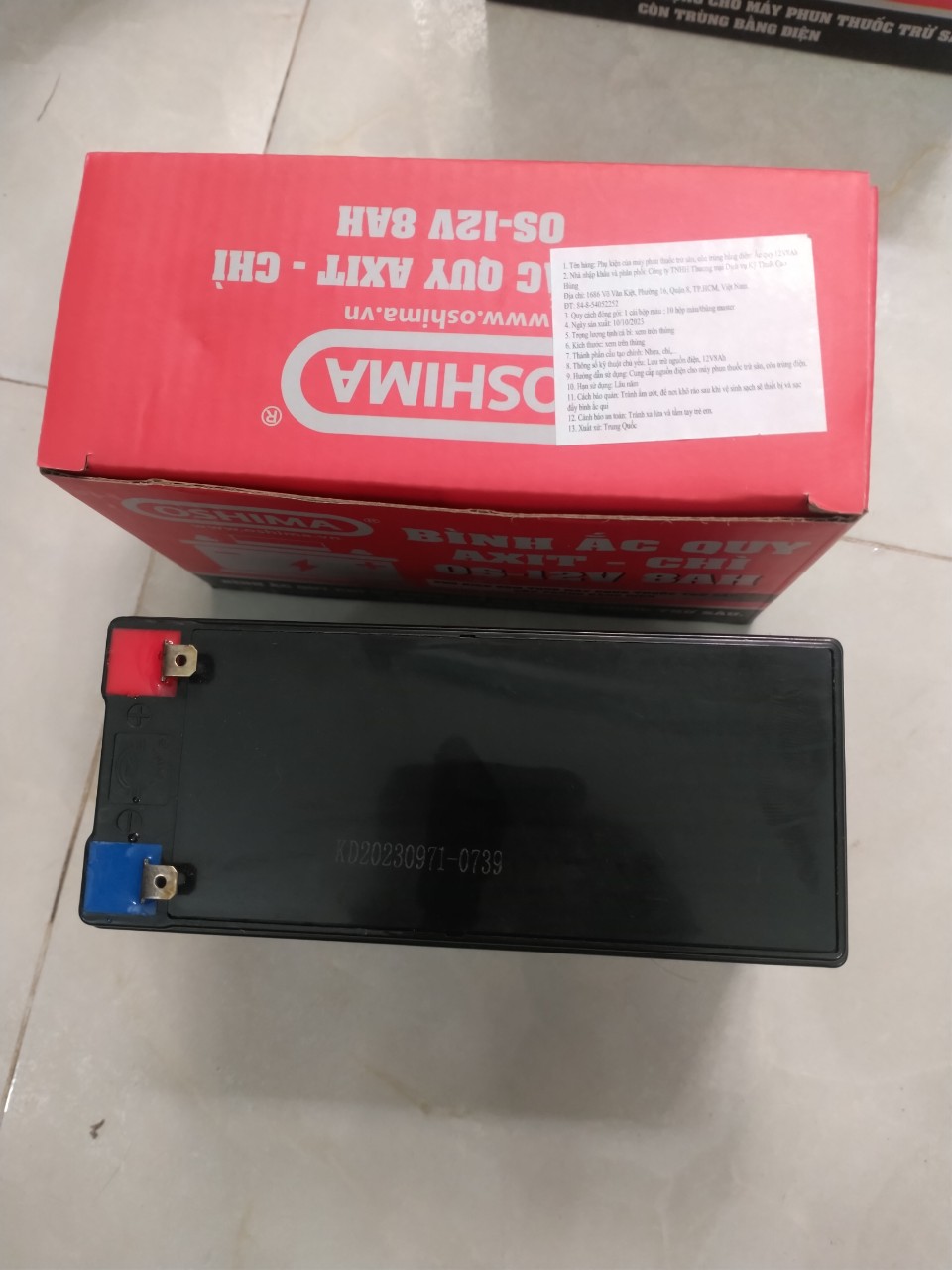 Bình Acquy Oshima 12V-8AH (Bình Acquy khô chuyên dùng cho bình xịt điện...)