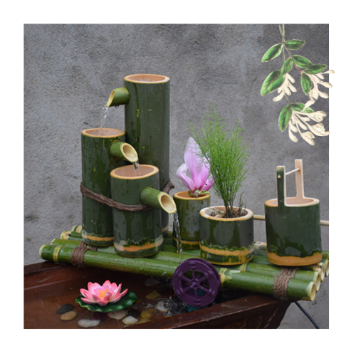 thác nước tiểu cảnh bằng tre