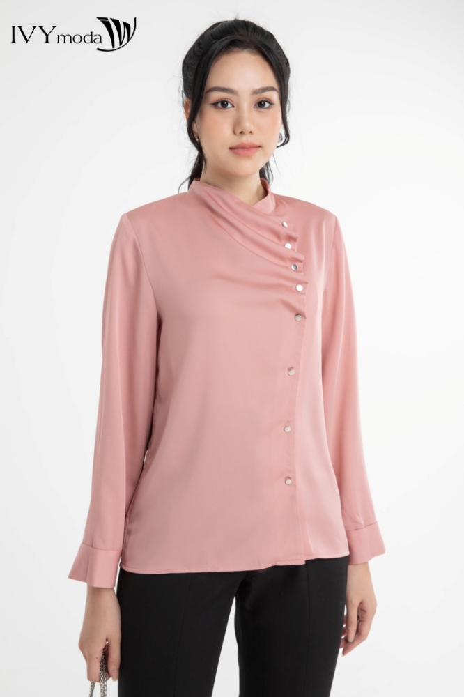 Áo sơ mi khuy cách điệu IVY moda MS 17M7036