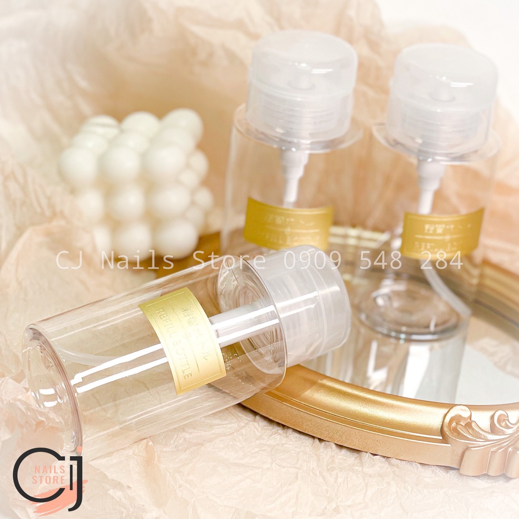 {CJ Nails Store} Bình nhấn đựng dung dịch cồn/acetone cao cấp