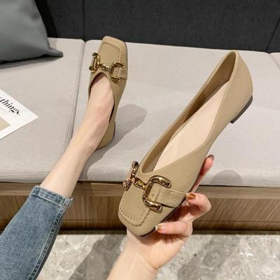Giày búp bê mũi vuông phối dây khóa BB-0187