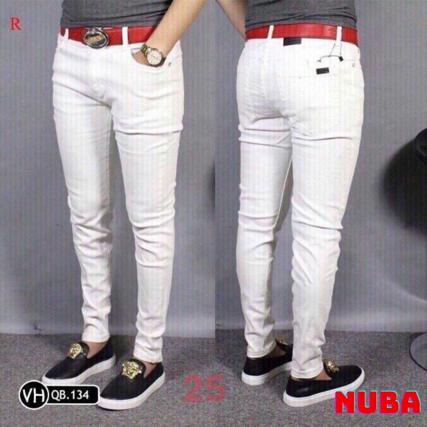 Quần Jean Nam Vá Da Rập Nổi Nuba36, quần bò màu xanh cao cấp ống côn dáng skinny from ôm phong cách trẻ