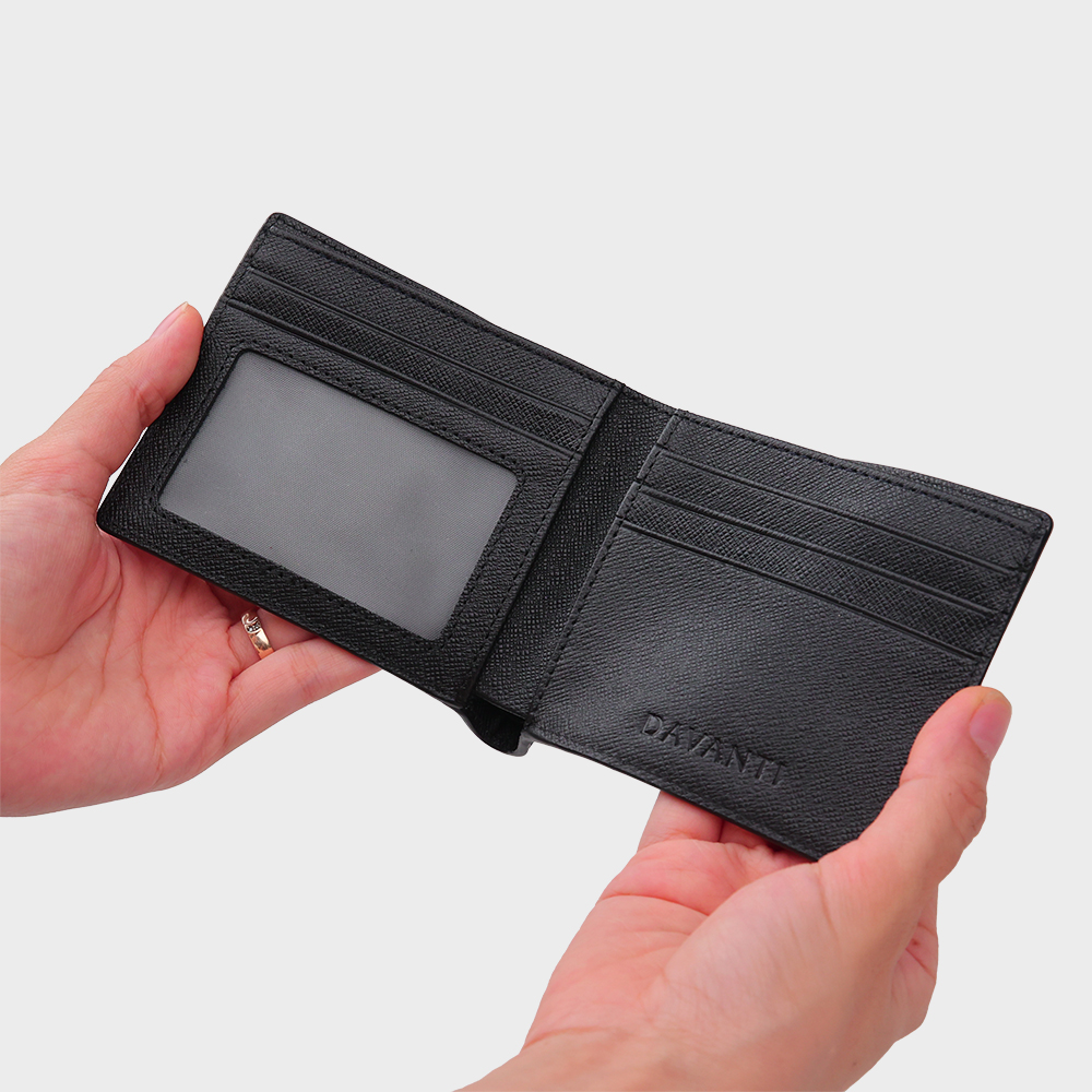 Bóp Ví Nam Da Bò Saffiano Phối Màu Phong Cách DFA261