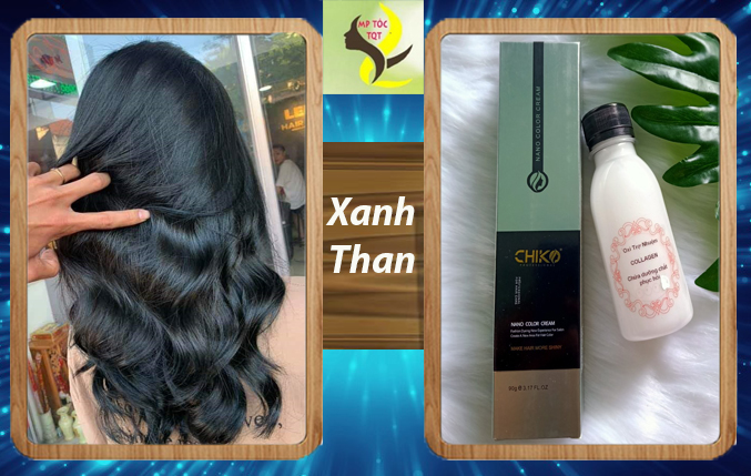 Kem Nhuộm Tóc Màu Xanh Than (kèm oxi và găng tay)