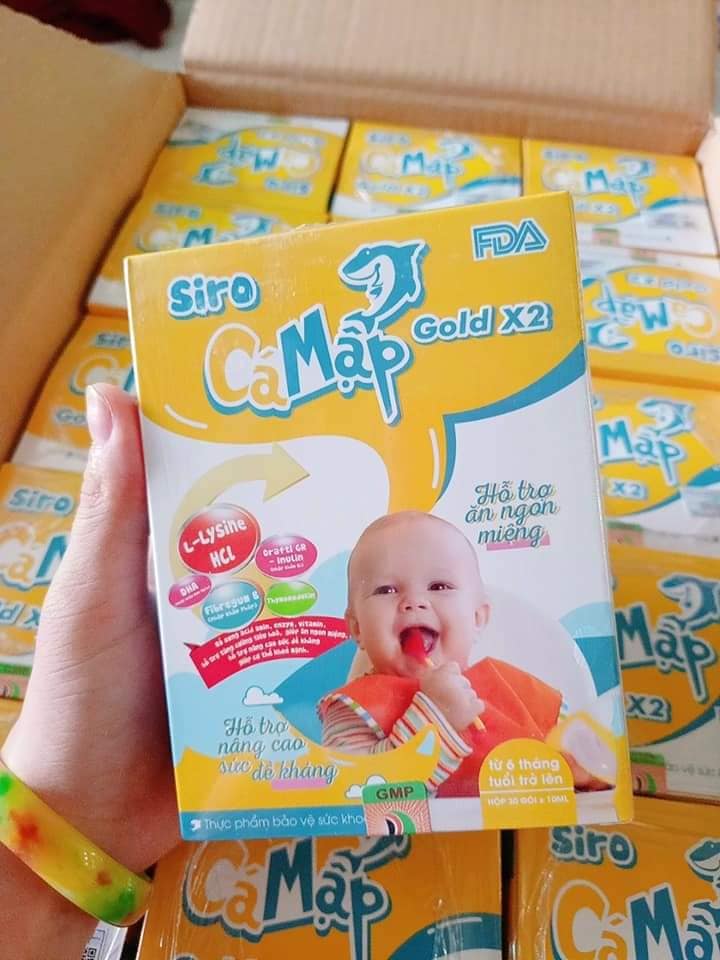[HỘP 30 GÓI] Siro Cá mập gold x2 Ăn Ngon, Hết Táo Bón, Tăng Cân Tự Nhiên Baby Shark