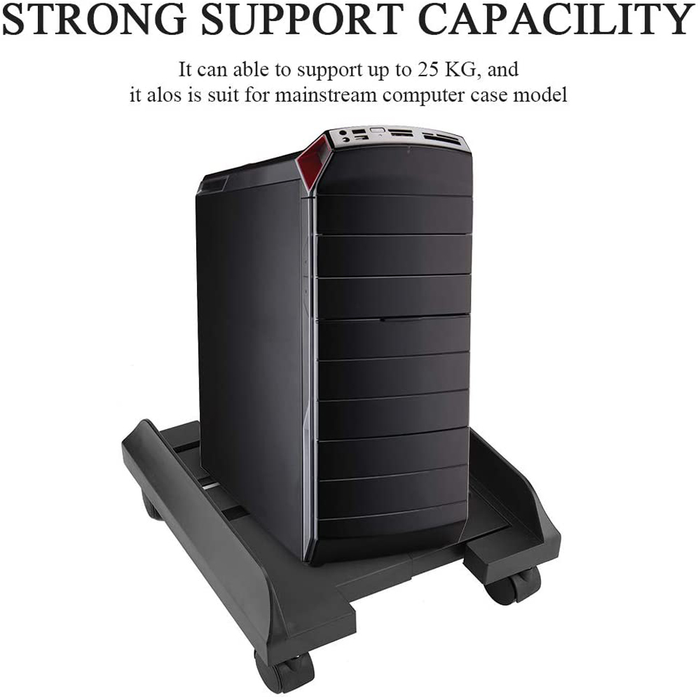 Adjustable CPU Stand for PC Computer Case Holder Bracket Desktop Mainframe Storage Rack with Brake with 4 Caster Wheels