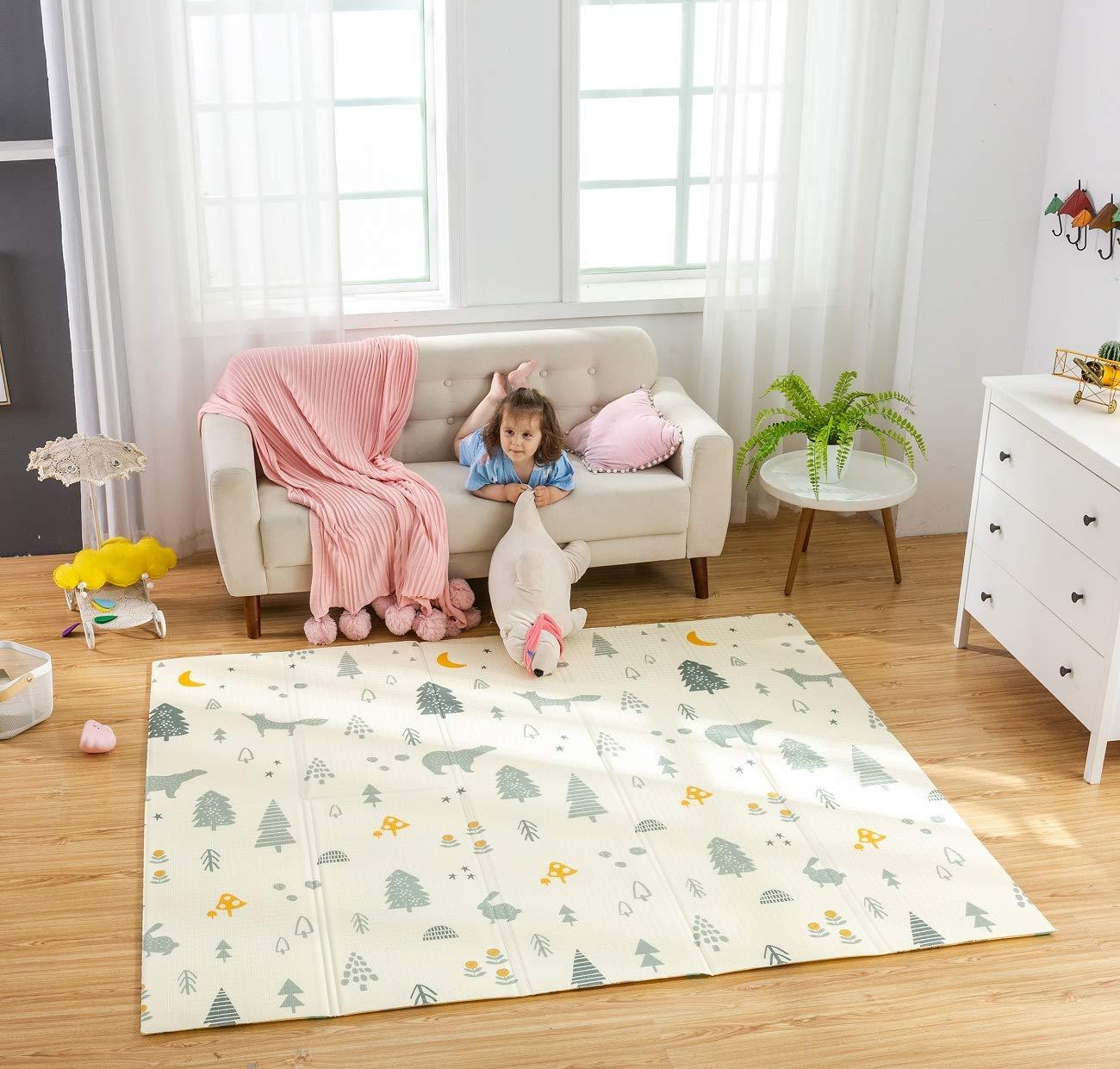 Thảm chơi cho bé xốp Silicon - Thảm xốp hai mặt XPE Silicone Hàn Quốc cho bé nằm chơi hoặc làm nệm ngủ gấp gọn siêu êm, chống trơn trượt (1m5x1m9m) / (1m6x1m8) / (1m8x2m)