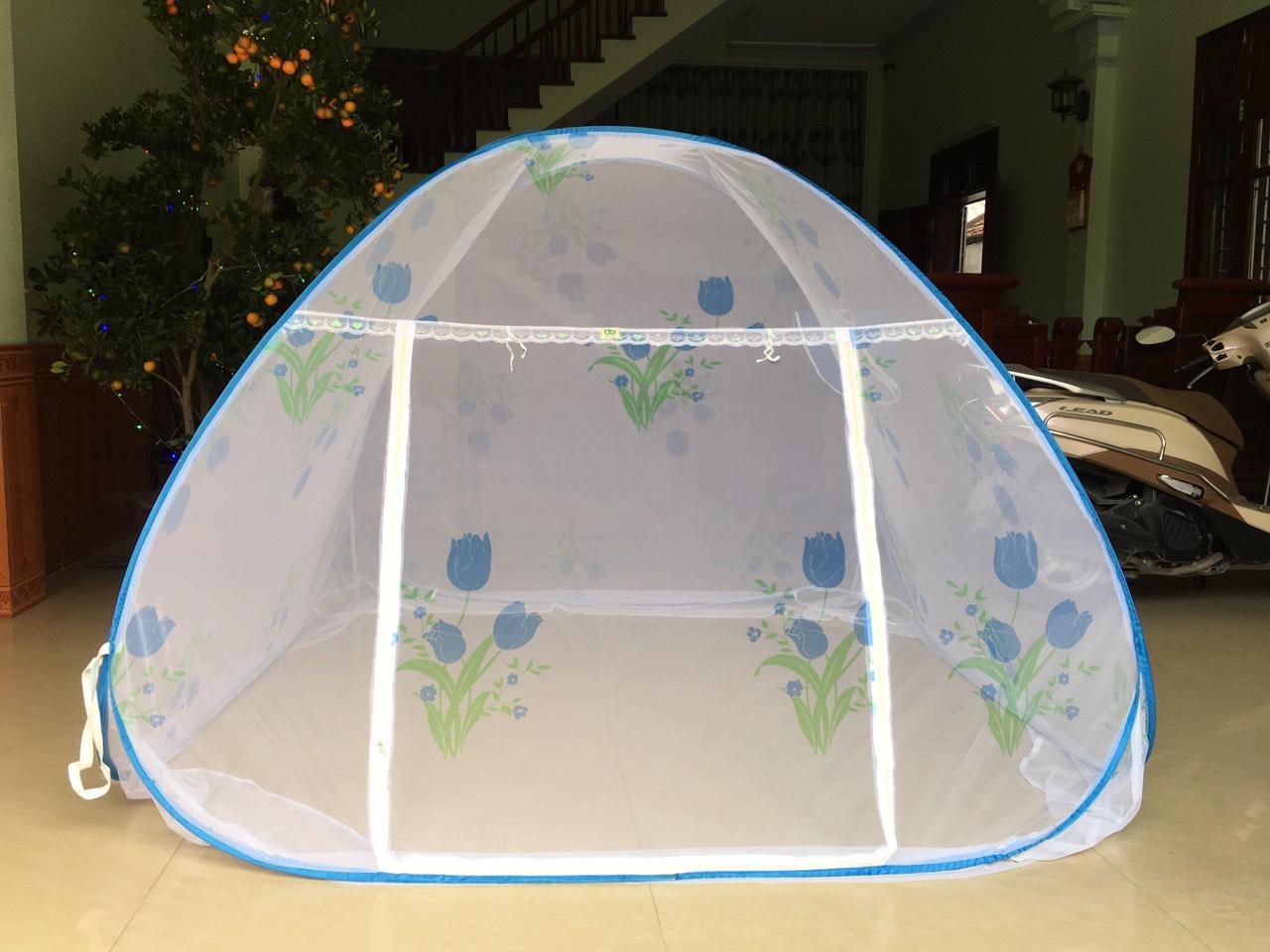 Màn chụp tự bung đủ kích thước có họa tiết 1.6m; 1.8*2m gập gọn