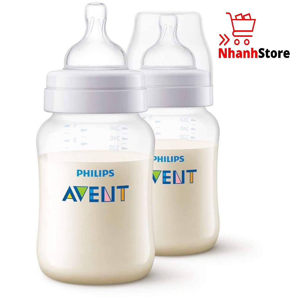 Bình sữa Thiết kế cổ điển Avent Classic 260ml (Núm số 2, từ 3-6 tháng)