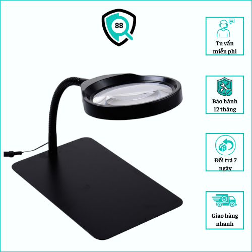 Kính lúp để bàn có chân đế rộng giúp bạn thuận tiện để sản phẩm mg-h36