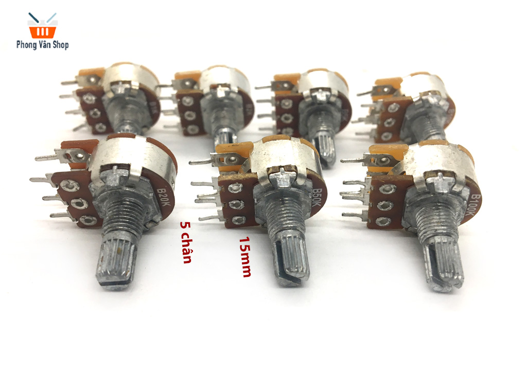 Biến trở đơn công tắc 5 chân wh148 15mm b1k 2k 5k 10k 20k 50k 100k
