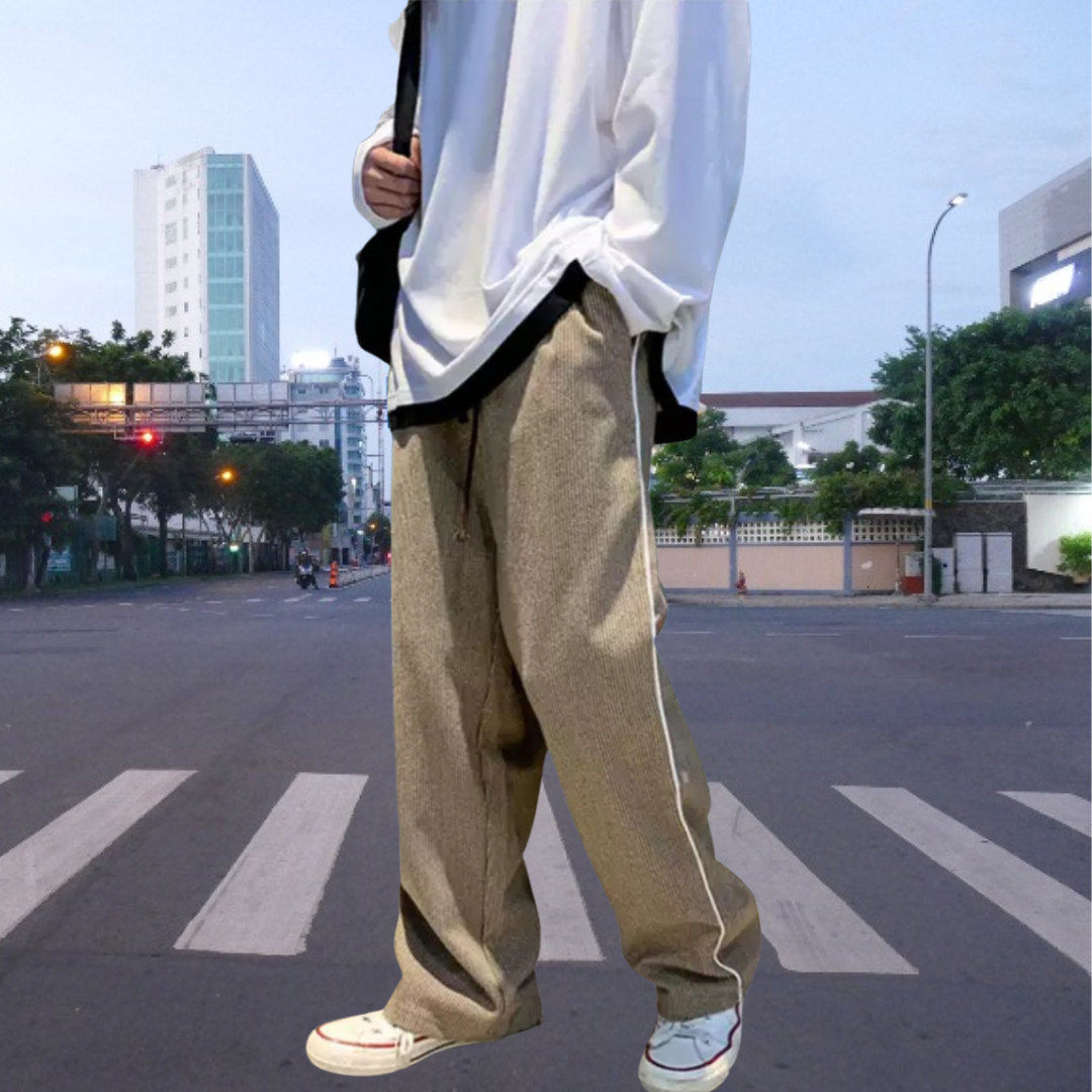 Quần Nhung Nam ống rộng Cao Cấp Bo Gấu Cạp Chun Đường may Chuẩn Hàng Xuất, Quần Jogger dài Nam Phong Cách Trẻ