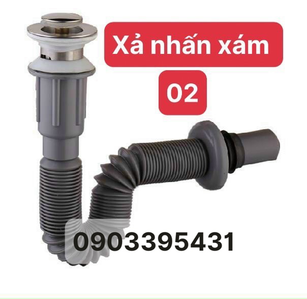 Bộ xả lavabo ruột gà nhấn màu xám