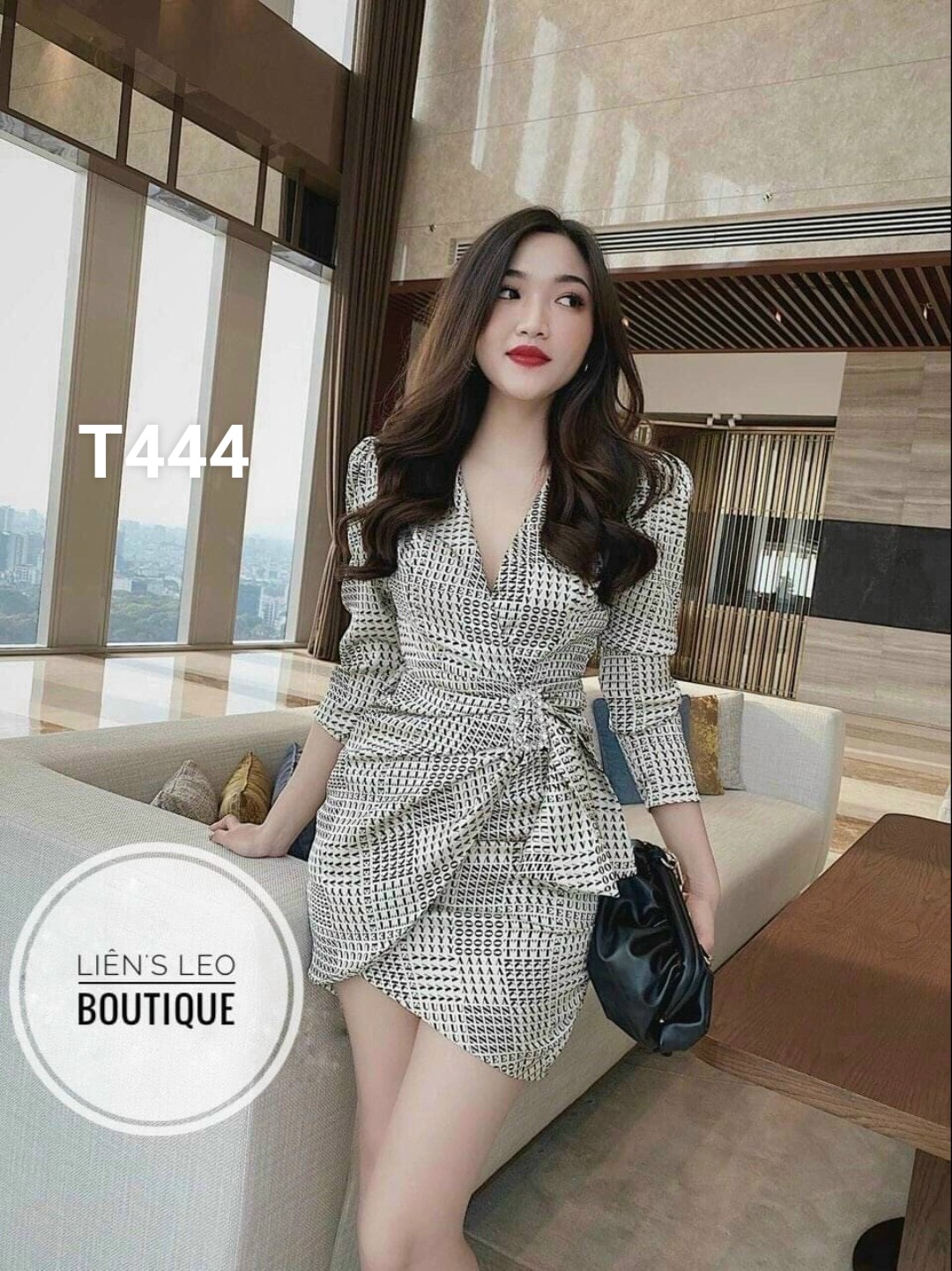 Đầm sơmi nữ tay lở đắp tà kèm khoen cao cấp, đầm xoè nữ dạo phố T444