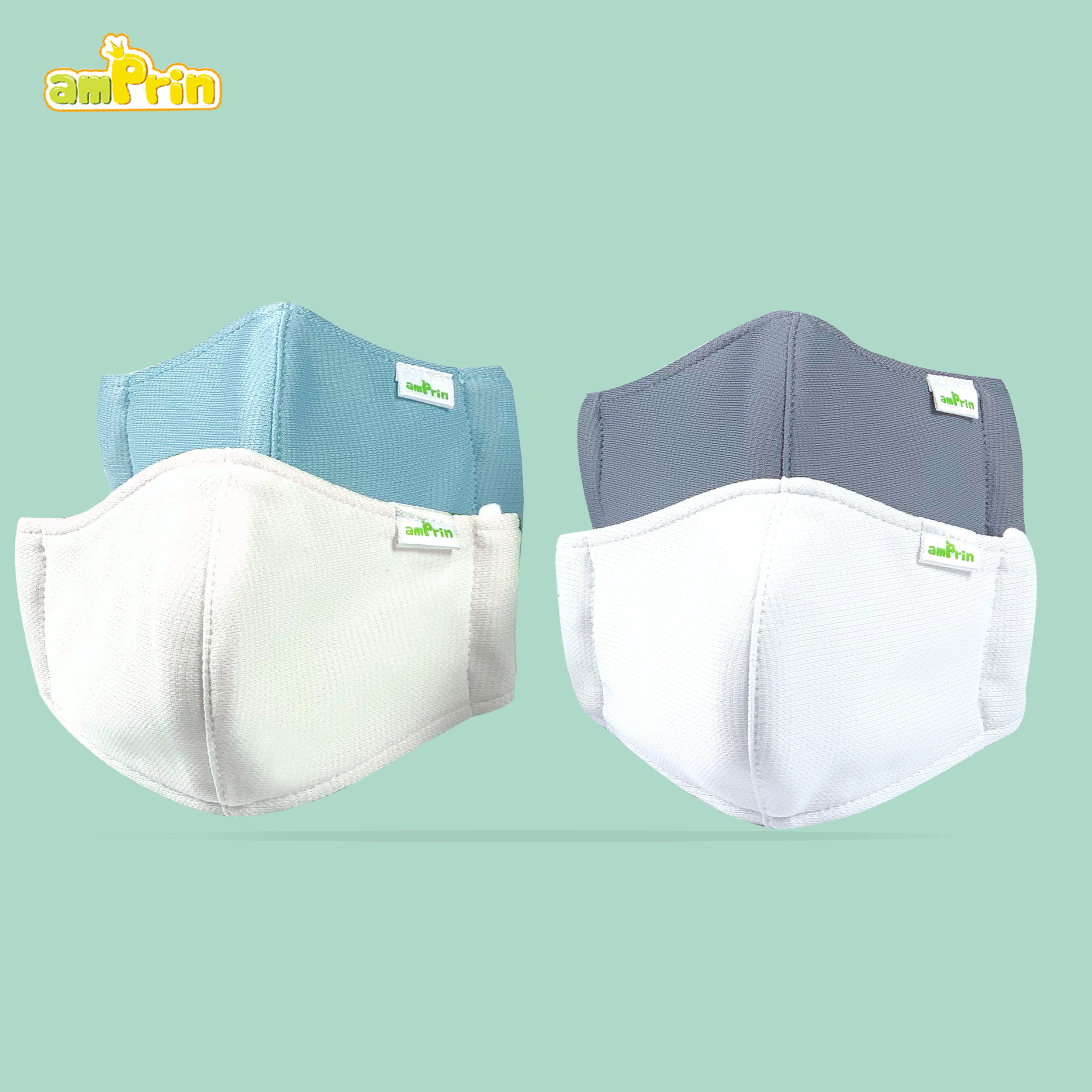 Set 2 khẩu trang vải kháng khuẩn 3 lớp - trắng