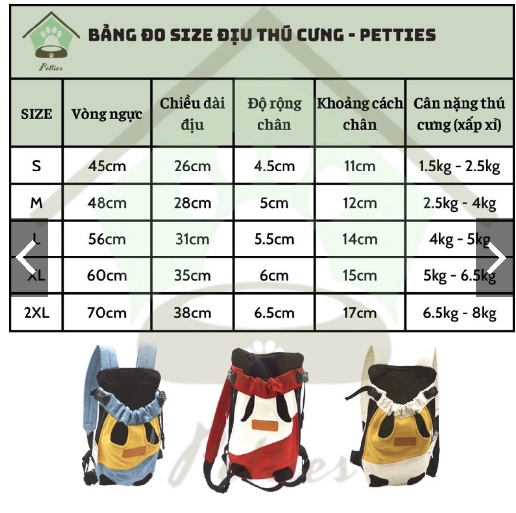 Địu thú cưng / Địu vận chuyển chó mèo