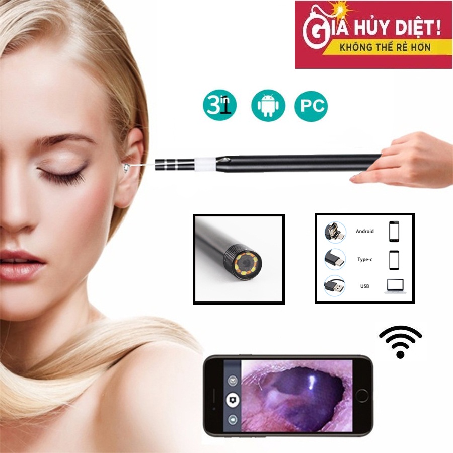 Camera nội soi tai mũi họng cầm tay, Camera nội soi y tế Dụng Cụ Lấy Ráy Tai Camera Nội Soi Tai Siêu Nét Đi Kèm Bộ Đầu Lấy Ráy Soi Tai Mũi chuyên nghiệp .