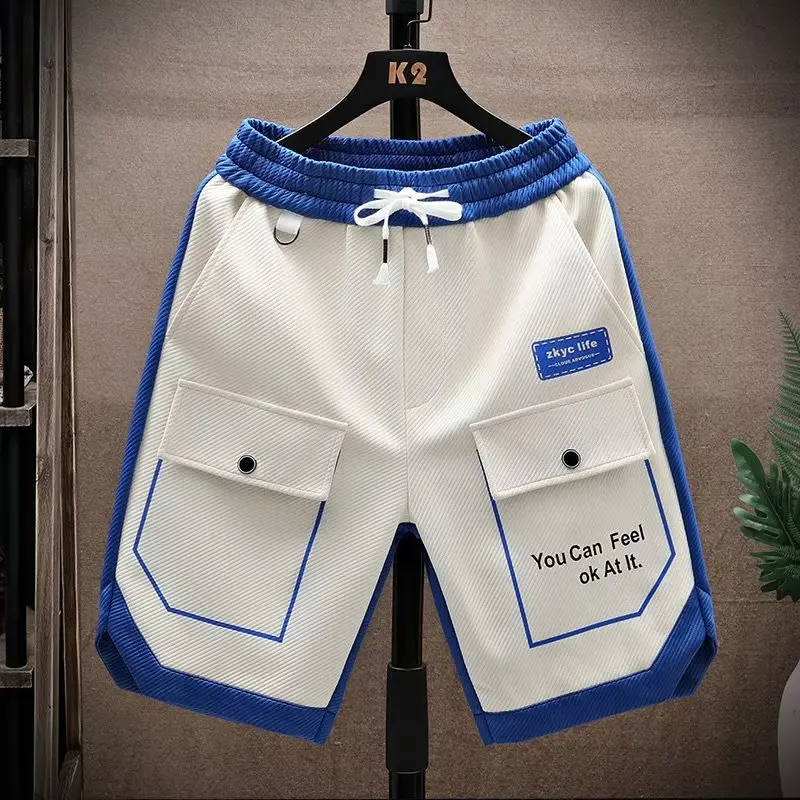 Quần Short Nam Mùa Hè Hàn Quốc Cao Cấp Màu Xanh Hai Dây Quần Short Thêu Chữ Thể Thao NTD MSH 034