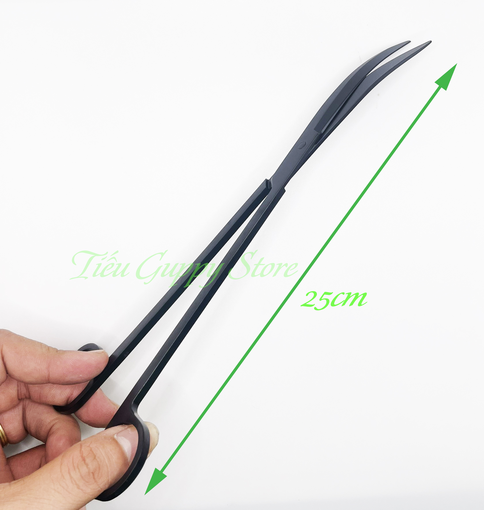 Bộ dụng cụ nhíp kéo thủy sinh hợp kim màu đen - nhíp cong - kéo cong - cây san nền