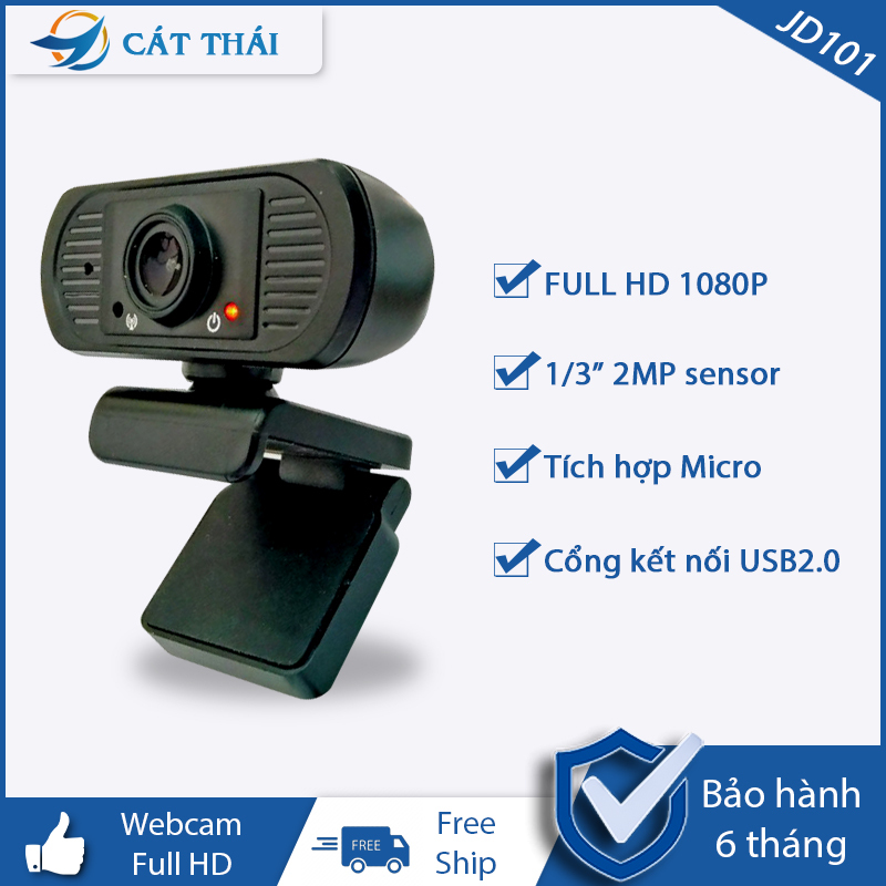 Bảng giá [HCM]Webcam JD101 FULL HD 1080P cổng kết nối USB cắm vào là dùng tích hợp sẵn Micro độ phân giải 1920x1080 30FPS dùng được cho laptop và PC Phong Vũ