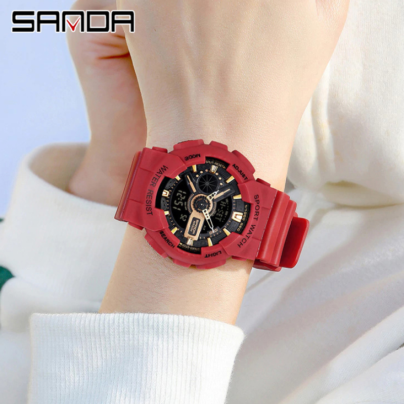 Đồng hồ Nữ thể thao SANDA VION, Chạy 2 Máy Cao Cấp Của Nhật, Chống Nước Rất Tốt - Đồng hồ nữ cao cấp, Đẹp,Sang trọng,Đẳng cấp, Bền, Giá Sốc, Đồng hồ nữ hàn quốc, Đồng hồ nữ giá rẻ, Đồng hồ nữ thể thao bán chạy