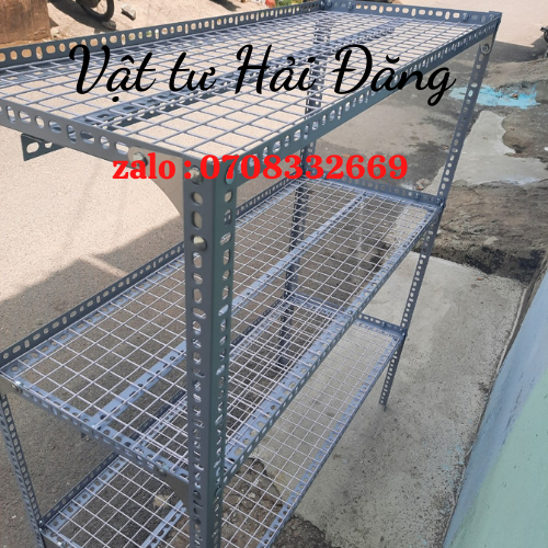 Kệ sắt v lỗ 2 tầng kệ lưới sắt ô vuông,Dài cao nhiều kích thước