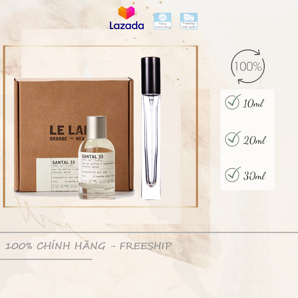 [Chiết 10-20-30ml Sale 50%] nước hoa unisex Le Labo Santal 33