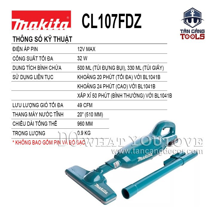 Máy Hút Bụi Dùng Pin Makita 12V CL107FDZ ( Thân Máy )