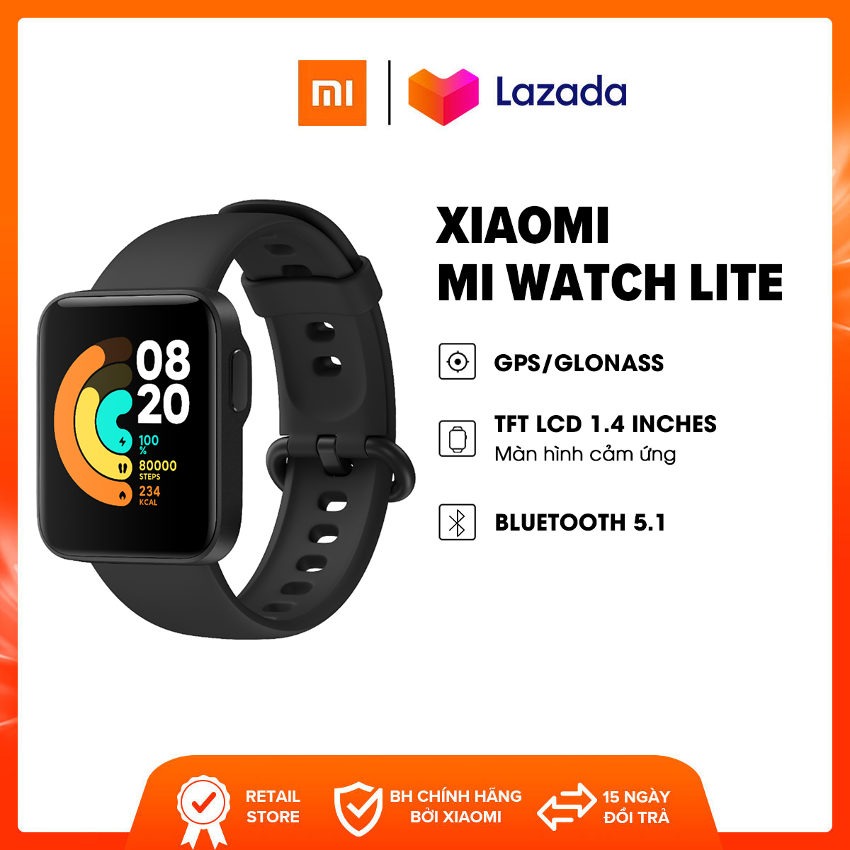 Đồng hồ thông minh Xiaomi Mi Watch Lite l GPS + Glonass l TFT LCD 1.4 inches (320 x 320 pixels), 323PPI l Bluetooth 5.1 l Hỗ trợ 11 chế độ thể thao l Chống nước 5 ATM l HÀNG CHÍNH HÃNG