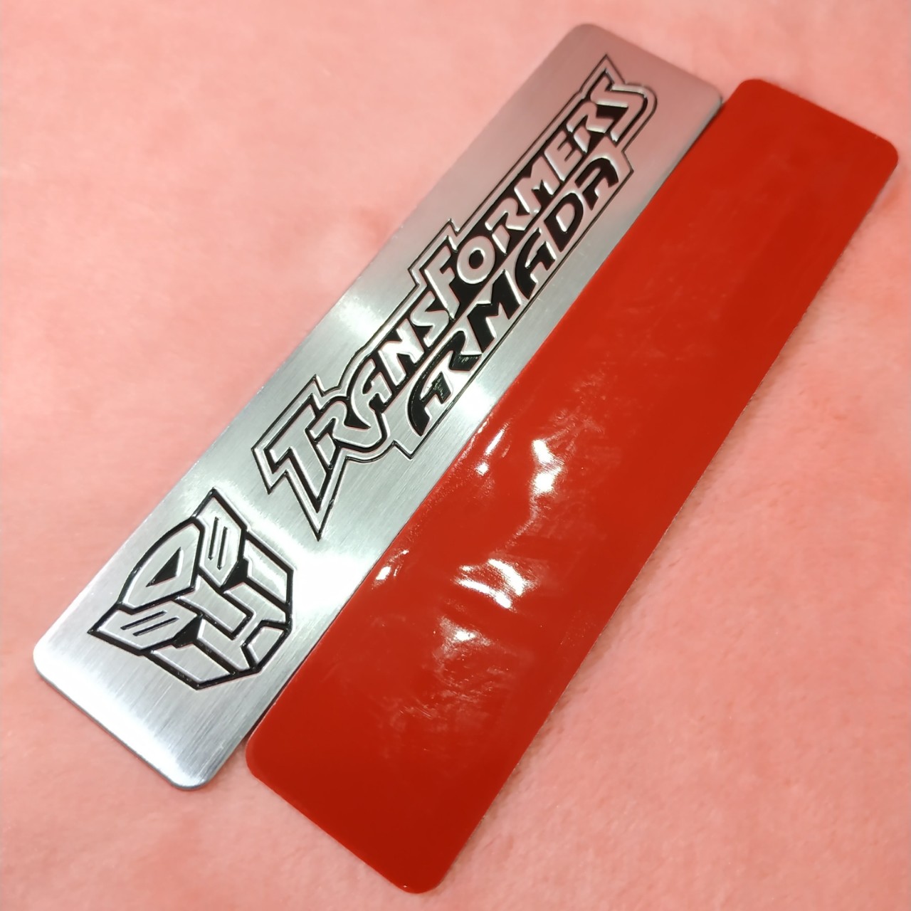 Tem nhôm dán xe TransFormer trắng dài 12x2.6cm