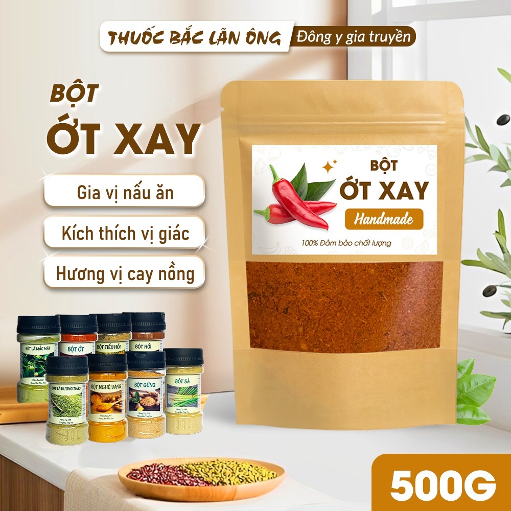 Bột ớt nguyên chất 500g (Nguyên liệu làm đồ ăn Hàn Quốc, khô, cay, thơm)